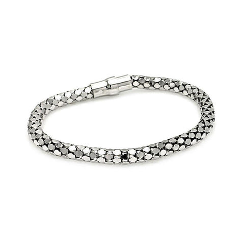 .925 Sterling Silver Rhodium Plated Snake Skin Italian Bracelet