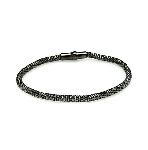 .925 Sterling Silver Black Rhodium Plated Snake Scale Italian Bracelet