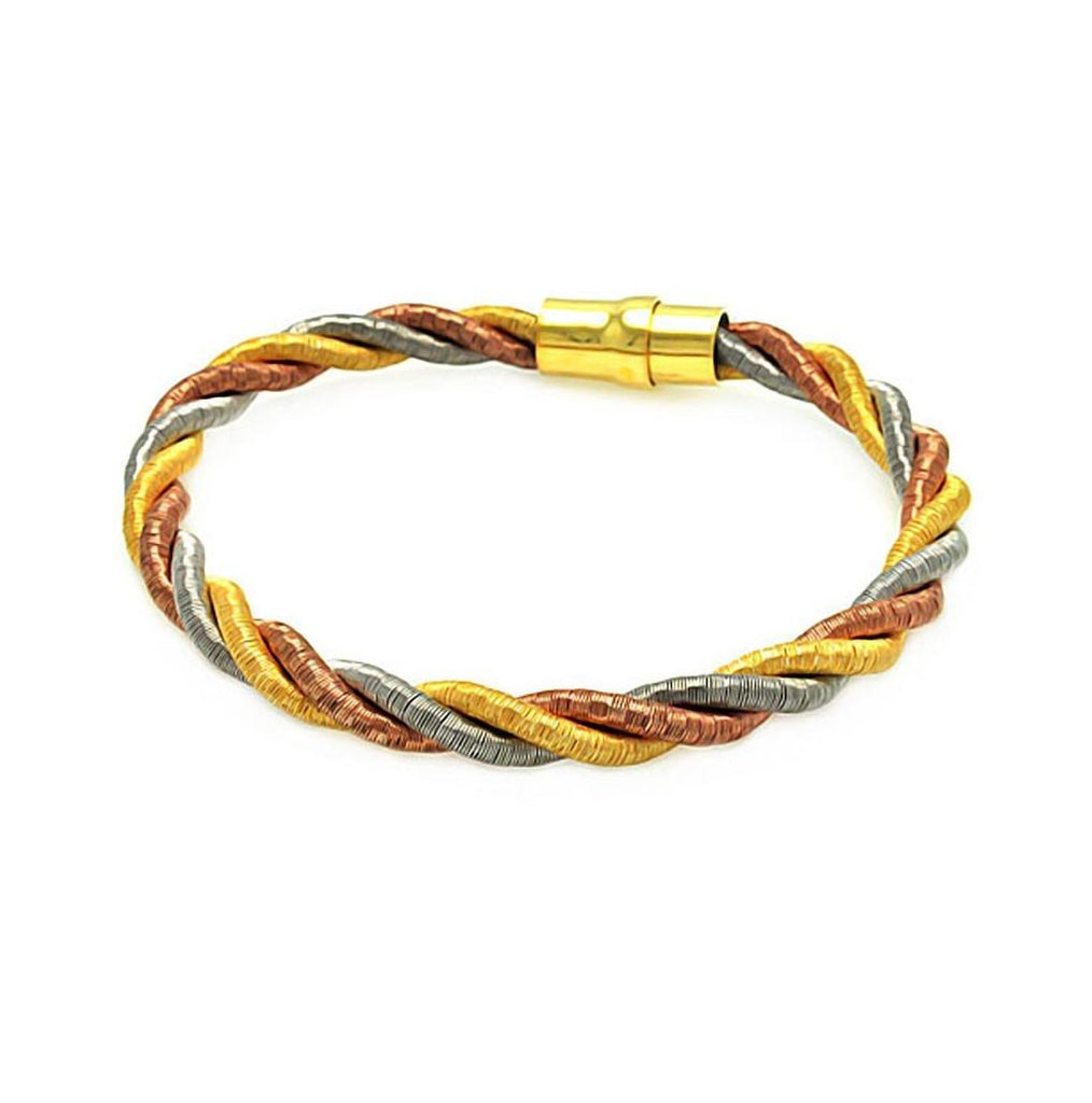 .925 Sterling Silver Multi Tone Twist Rope Italian Bracelet