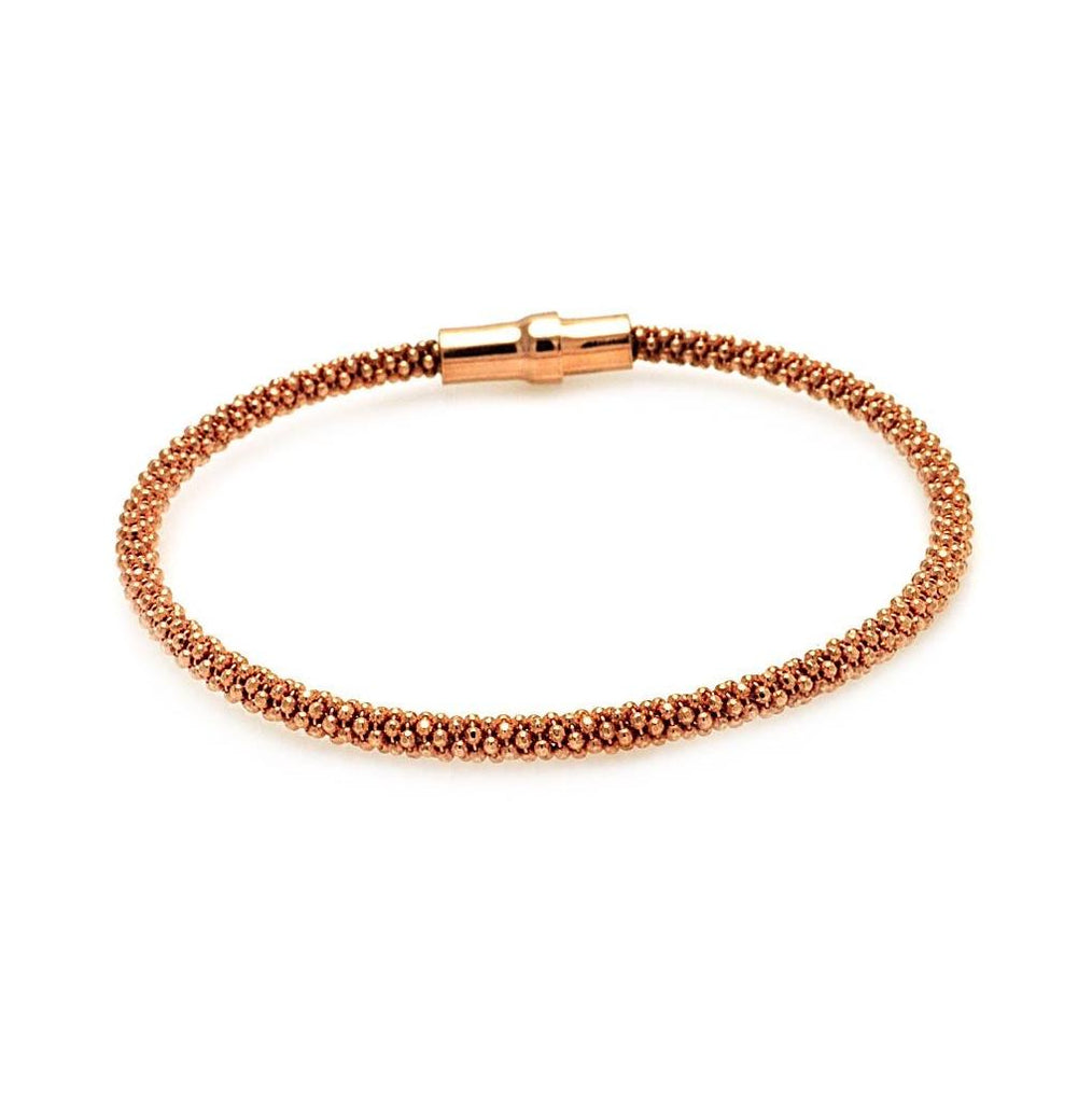 .925 Sterling Silver Rose Gold Plated Skinny Beaded Italian Bracelet