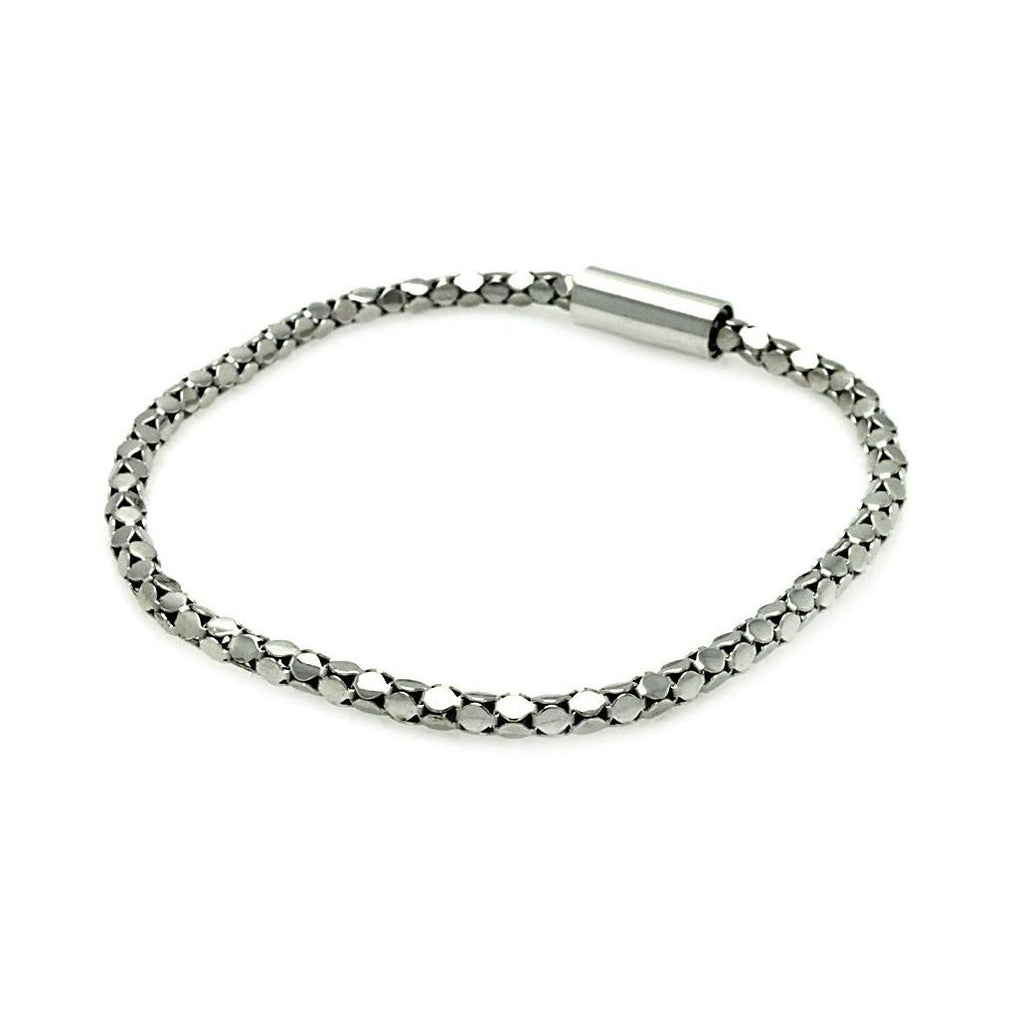 .925 Sterling Silver Rhodium Plated Skinny Multi Circle Italian Bracelet