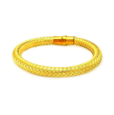 .925 Sterling Silver Gold Plated Weaved Italian Bracelet