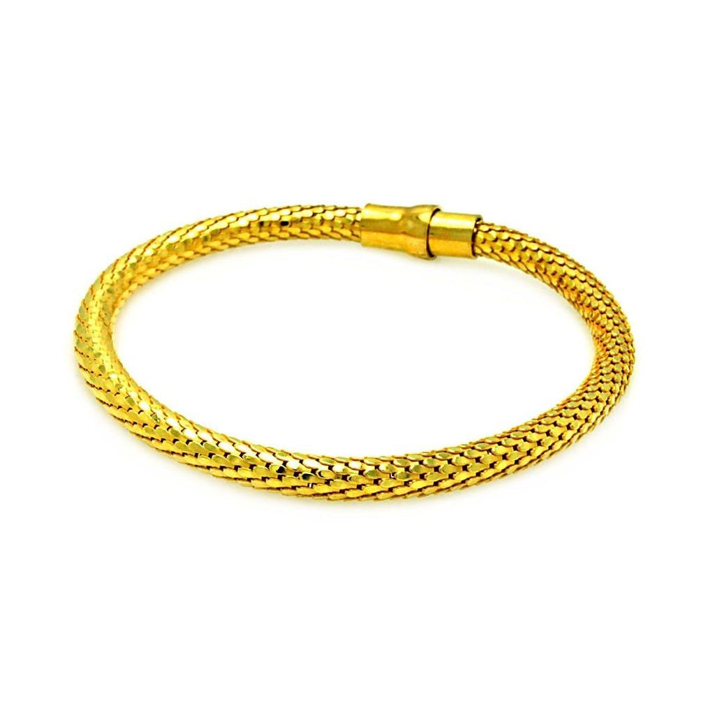 .925 Sterling Silver Gold Plated Skinny Snake Skin Italian Bracelet