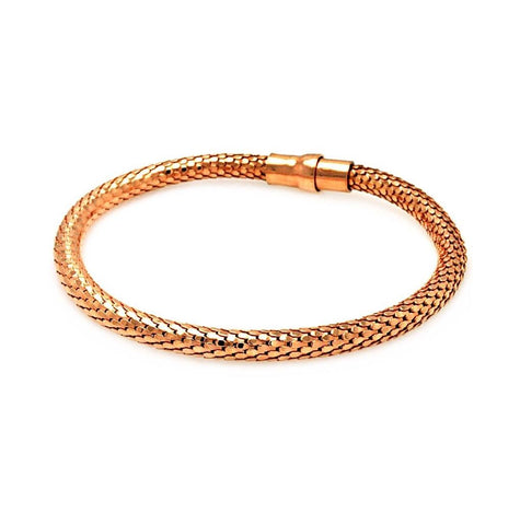 .925 Sterling Silver Rose Gold Plated Skinny Snake Skin Italian Bracelet