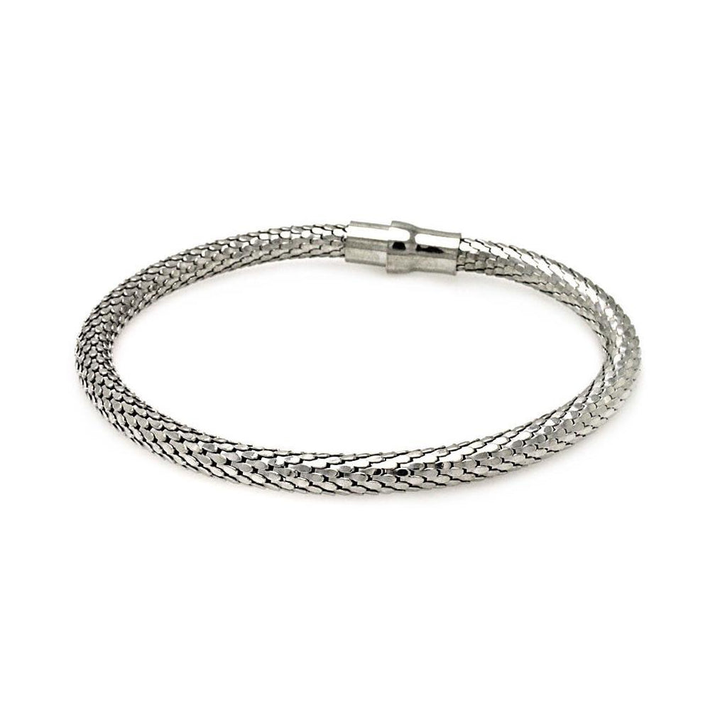 .925 Sterling Silver Rhodium Plated Skinny Snake Skin Italian Bracelet