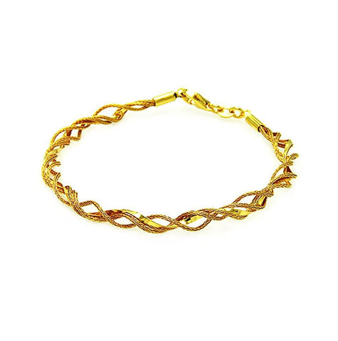 .925 Sterling Silver Gold Plated Beaded Twisted Italian Bracelet