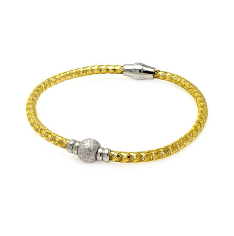 .925 Sterling Silver Gold Plated Sterling Silver Bead Italian Bracelet