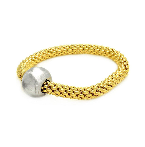 .925 Sterling Silver Gold Plated Round Matte Finish Bead Italian Bracelet