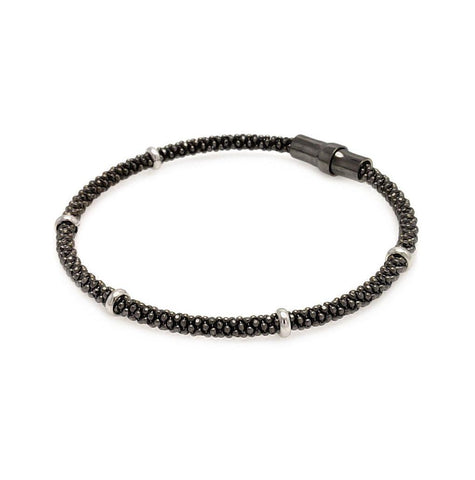 .925 Sterling Silver Black Rhodium Plated Skinny Italian Bracelet