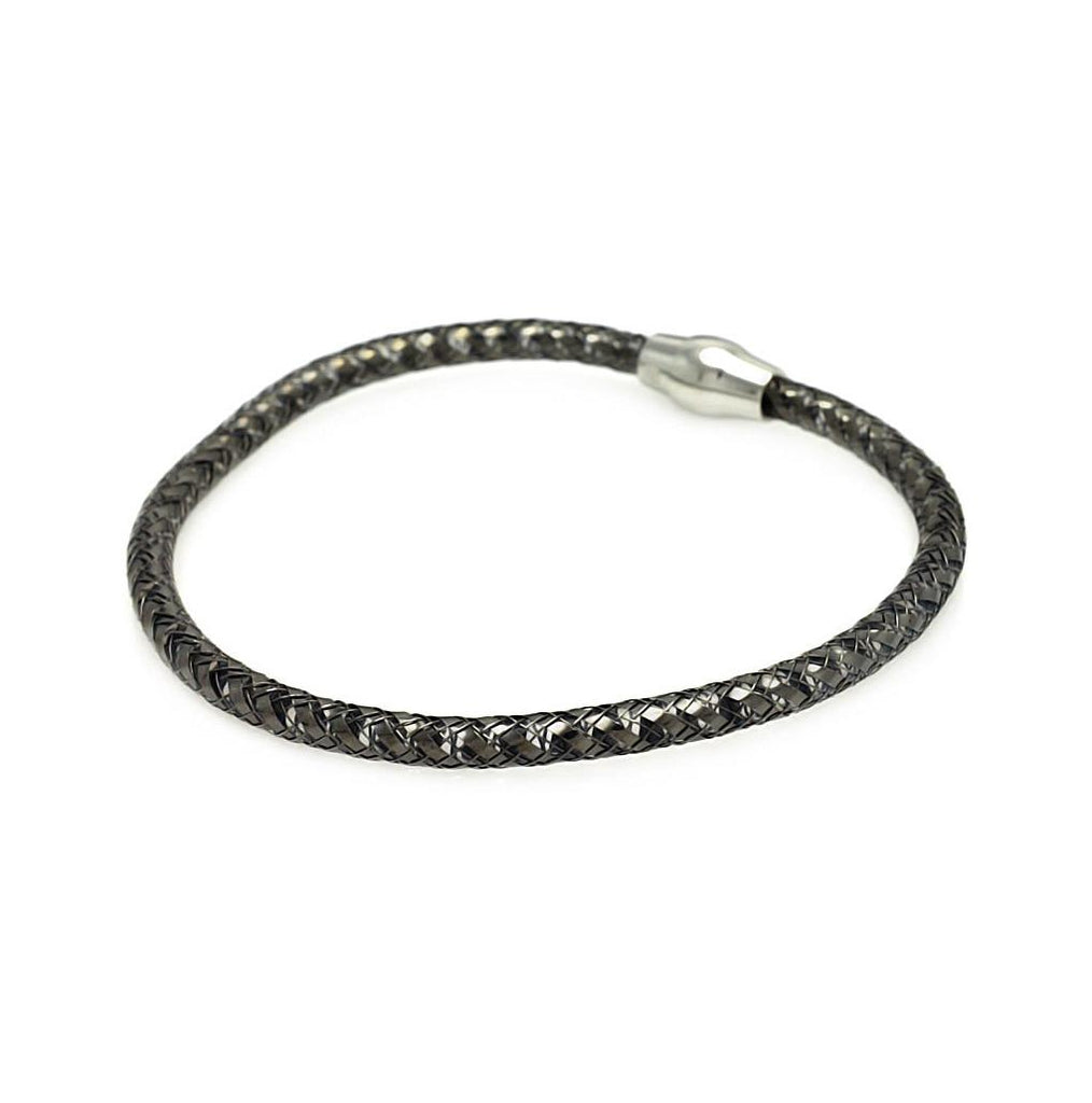 .925 Sterling Silver Black Rhodium Plated Italian Weave Bracelet