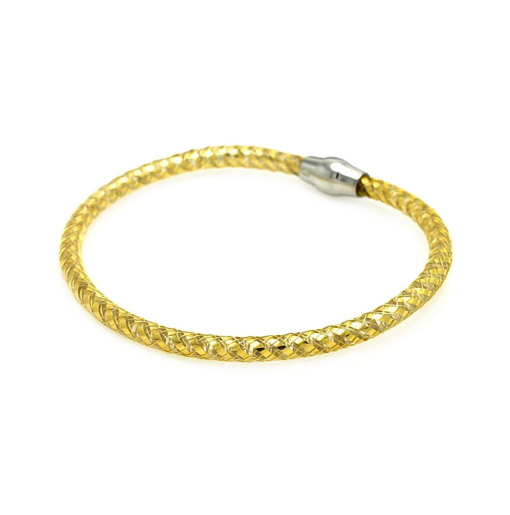 .925 Sterling Silver Gold Rhodium Plated Italian Weave Bracelet