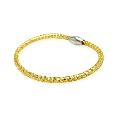 .925 Sterling Silver Gold Rhodium Plated Italian Weave Bracelet