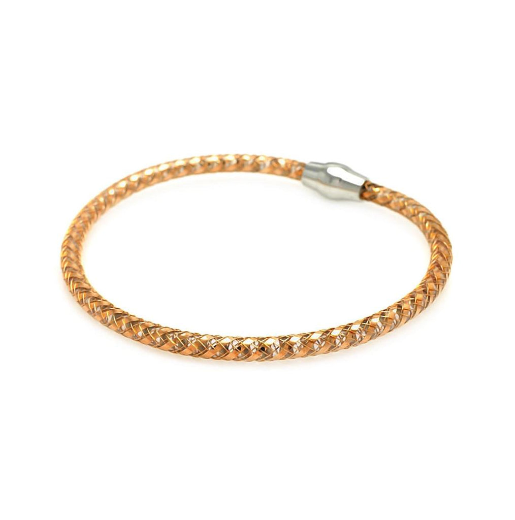 .925 Sterling Silver Rose Gold Rhodium Plated Italian Weave Bracelet