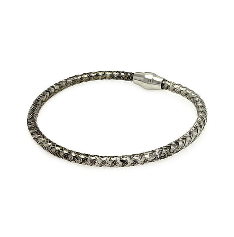 .925 Sterling Silver Black Rhodium Plated Italian Weave Bracelet