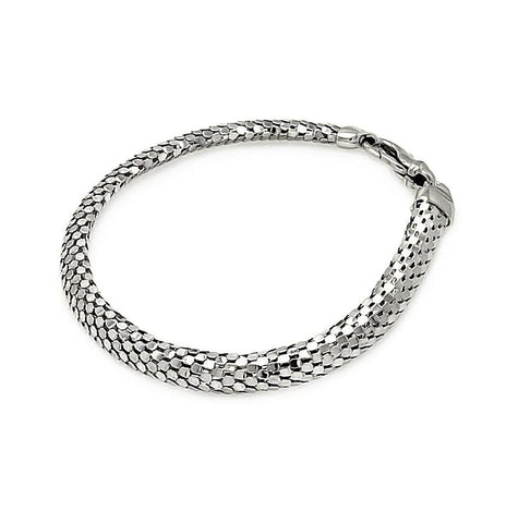 .925 Sterling Silver Rhodium Plated Italian Snake Scale Bracelet