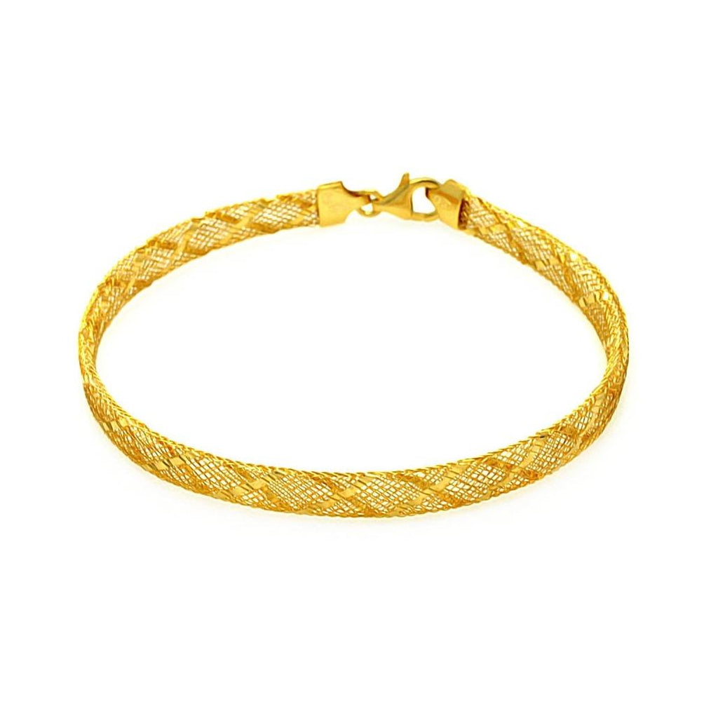 .925 Sterling Silver Gold Plated Crisscross Net Italian Bracelet