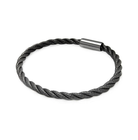 .925 Sterling Silver Black Rhodium Plated Rope Italian Bracelet