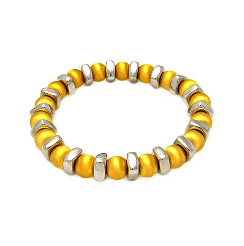 .925 Sterling Silver Gold Plated Stretchable Bead Italian Bracelet