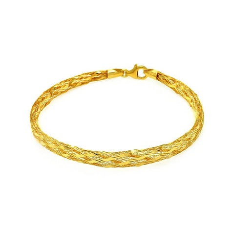 .925 Sterling Silver Gold Plated Net Italian Bracelet