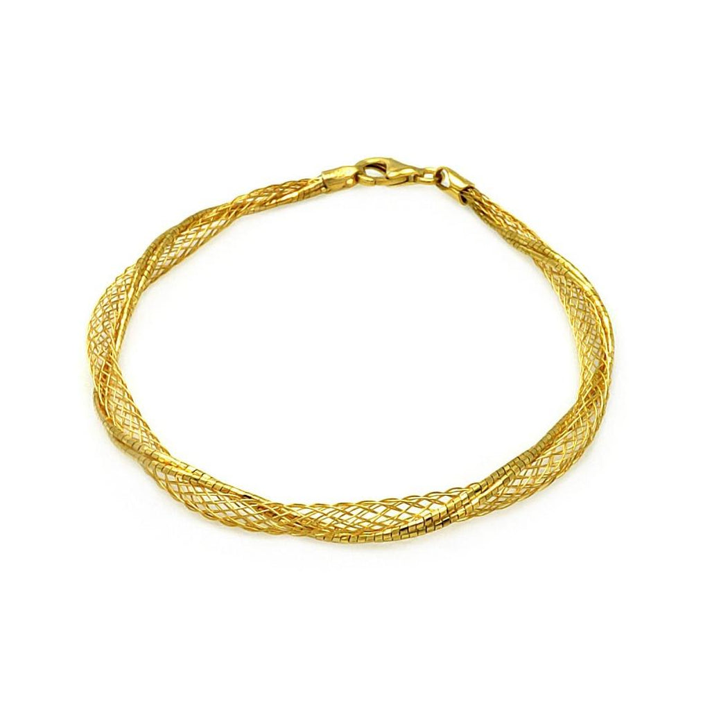 .925 Sterling Silver Gold Plated Net Wrap Italian Bracelet