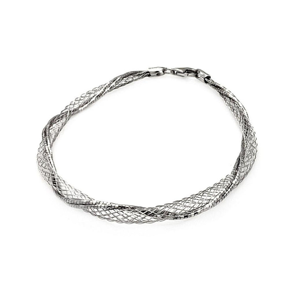 .925 Sterling Silver Rhodium Plated Net Wrap Italian Bracelet