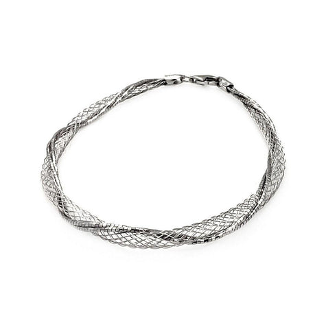 .925 Sterling Silver Rhodium Plated Net Wrap Italian Bracelet