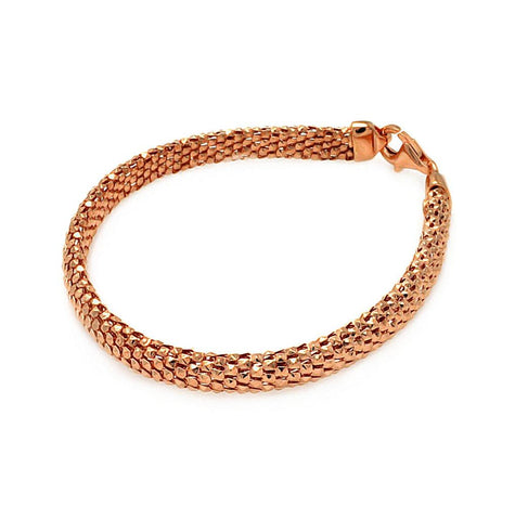 .925 Sterling Silver Rose Gold Plated Italian Bracelet