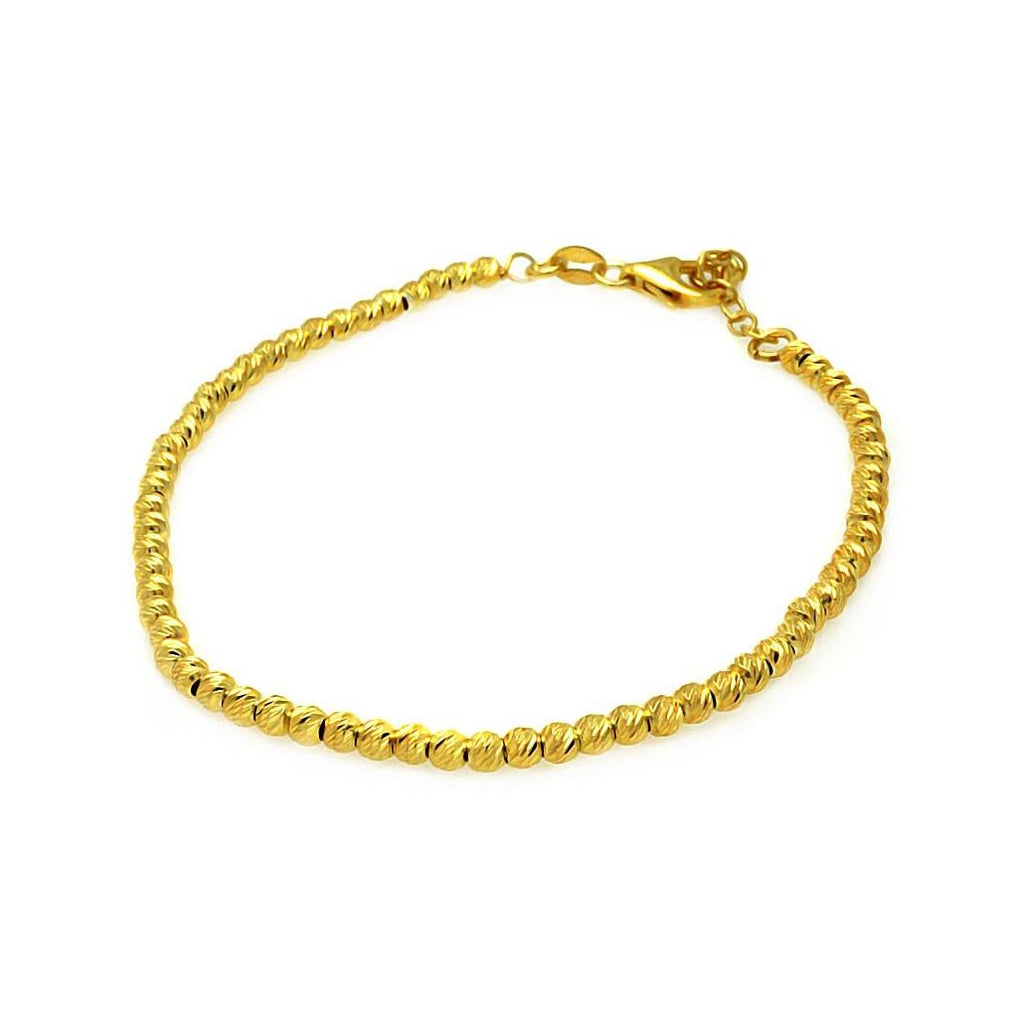 .925 Sterling Silver Gold Plated Bead Strand Italian Bracelet