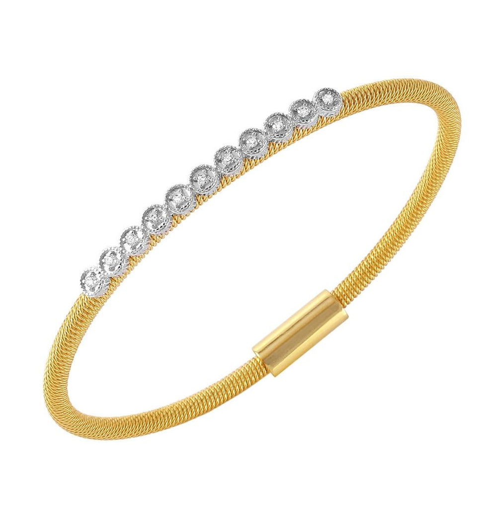 .925 Sterling Silver Gold Plated Cz Small Row Italian Bracelet