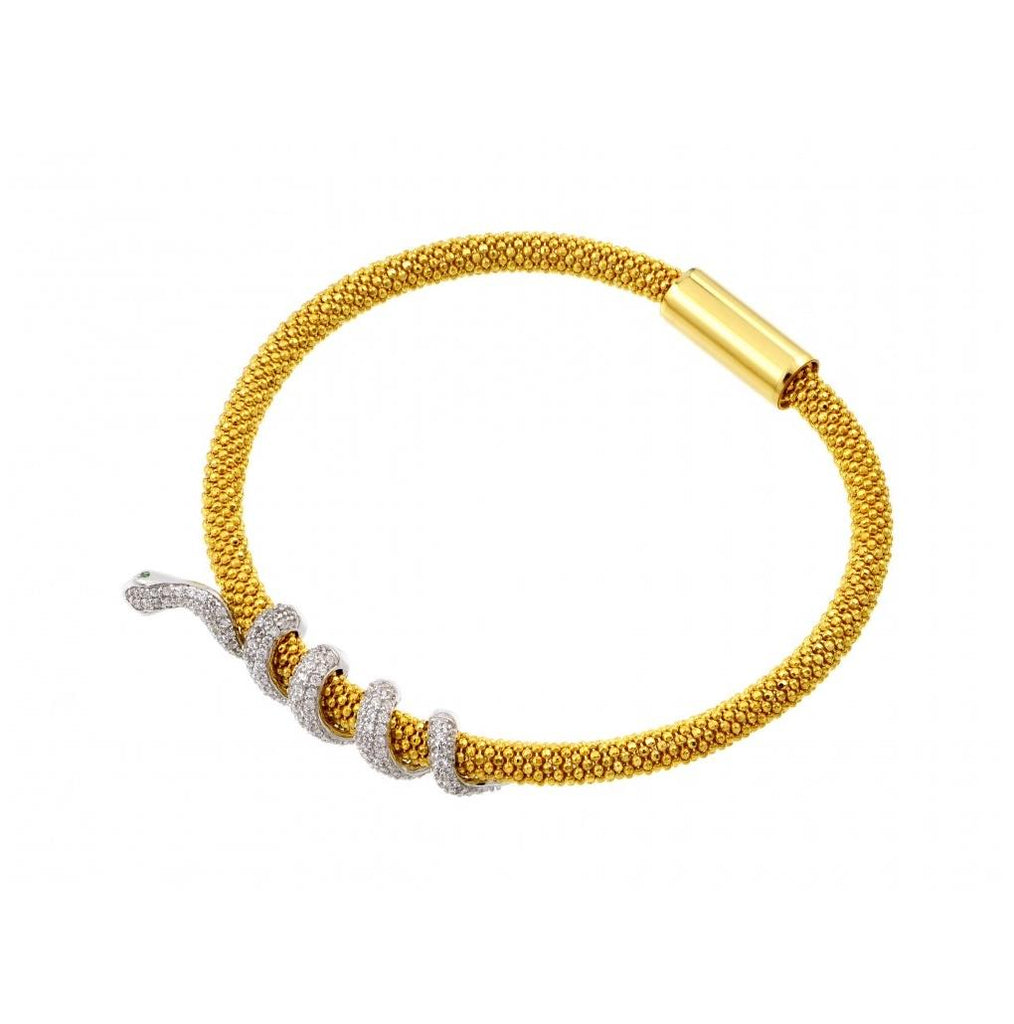 .925 Sterling Silver Gold Plated Snake Wrap Bracelet