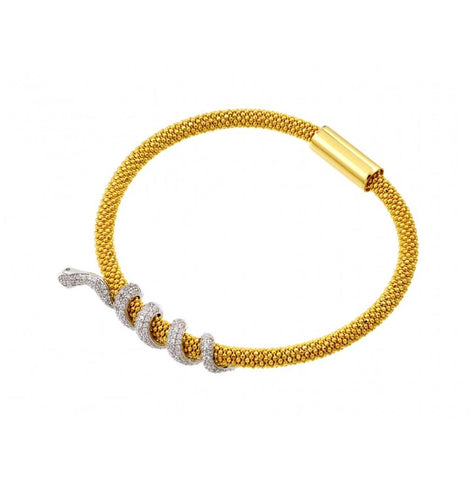 .925 Sterling Silver Gold Plated Snake Wrap Bracelet