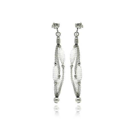 .925 Sterling Silver Rhodium Plated Dangling Mesh Italian Stud Earring