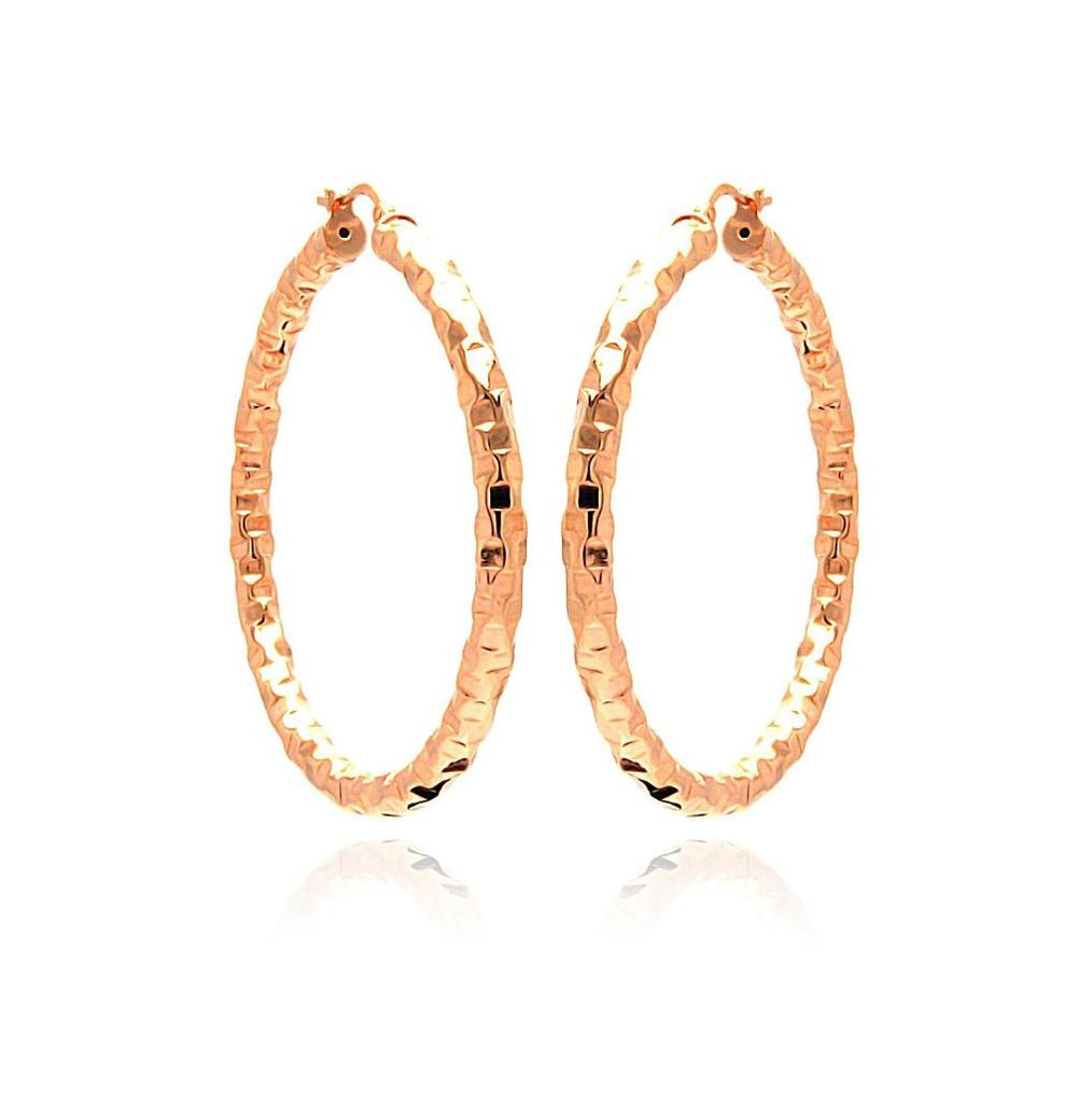 .925 Sterling Silver Rose Gold Plated Hoop Earring