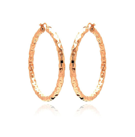 .925 Sterling Silver Rose Gold Plated Hoop Earring