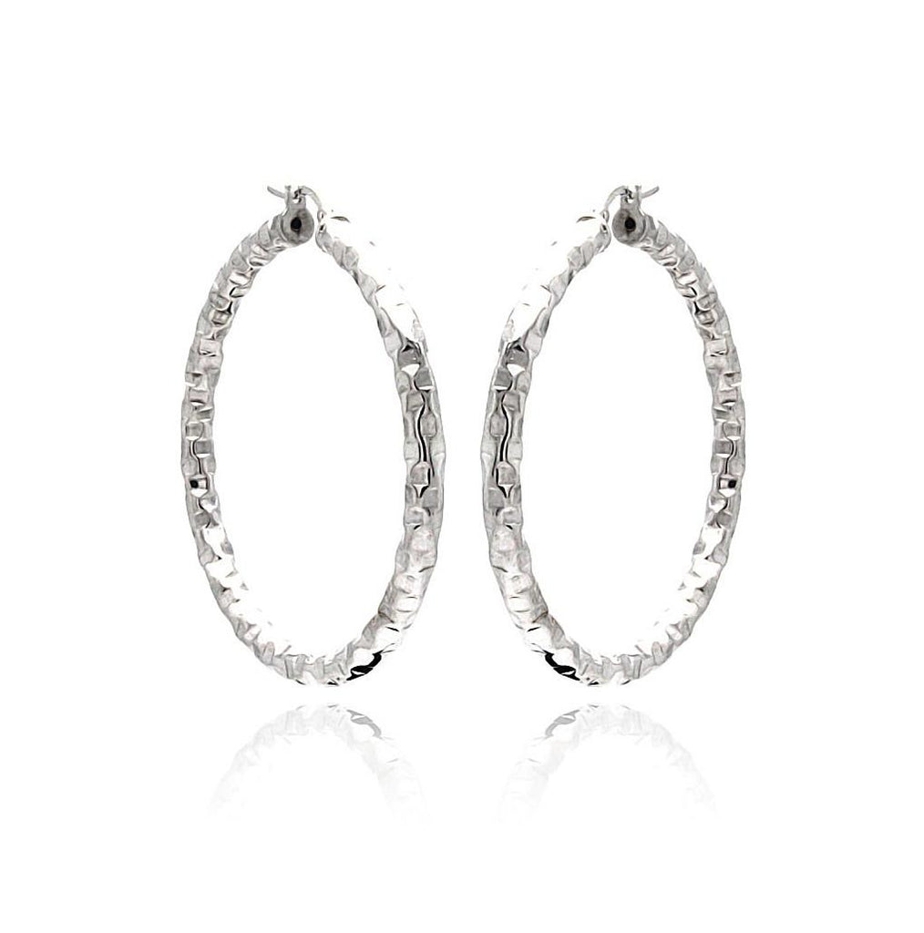 .925 Sterling Silver Rhodium Plated Hoop Earring