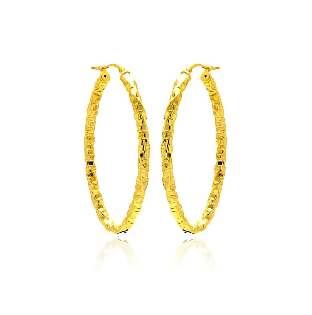 .925 Sterling Silver Gold Plated Oval Hoop Earring