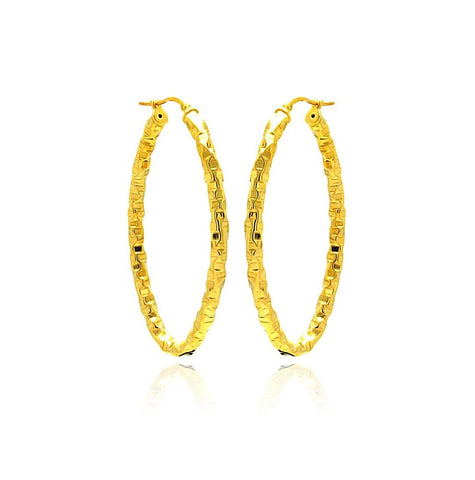 .925 Sterling Silver Gold Plated Oval Hoop Earring