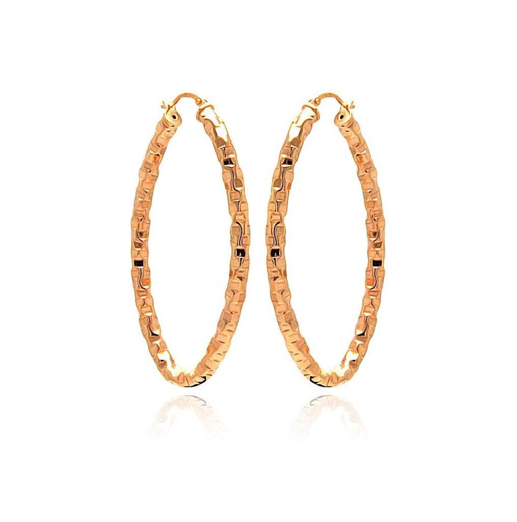 .925 Sterling Silver Rose Gold Plated Oval Hoop Earring