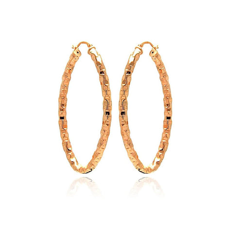 .925 Sterling Silver Rose Gold Plated Oval Hoop Earring