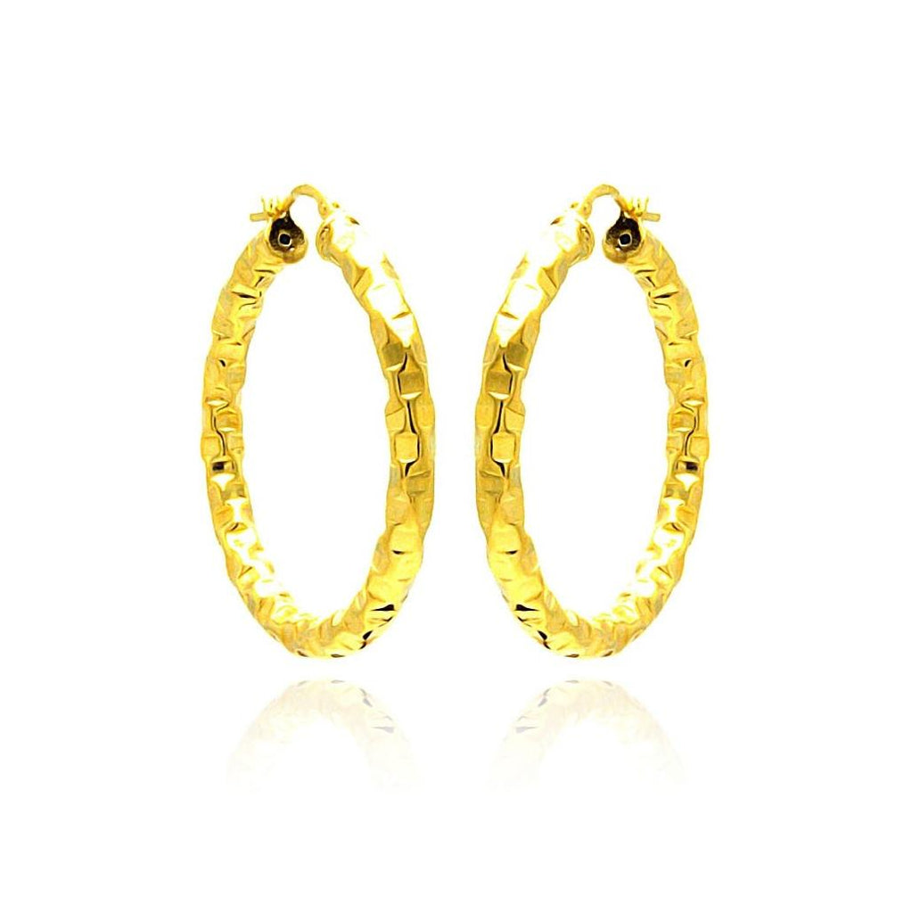 .925 Sterling Silver Gold Plated Oval Hoop Earring