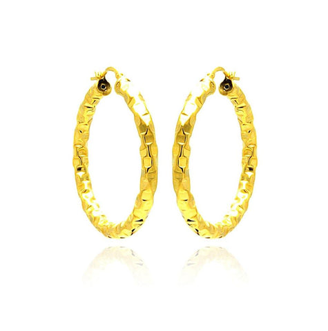 .925 Sterling Silver Gold Plated Oval Hoop Earring