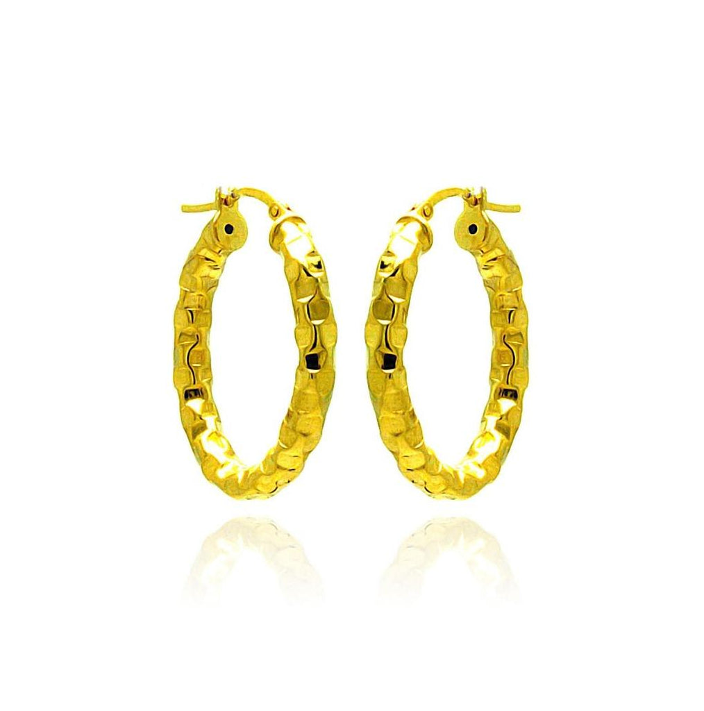 .925 Sterling Silver Gold Plated Oval Hoop Earring