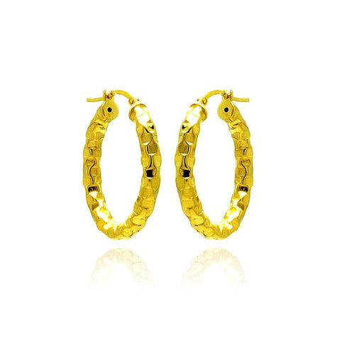 .925 Sterling Silver Gold Plated Oval Hoop Earring