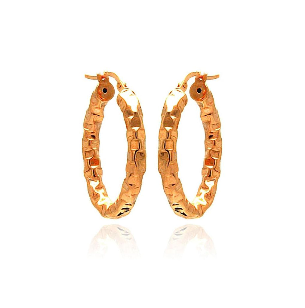 .925 Sterling Silver Rose Gold Plated Oval Hoop Earring