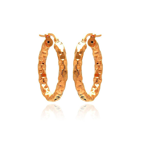 .925 Sterling Silver Rose Gold Plated Oval Hoop Earring