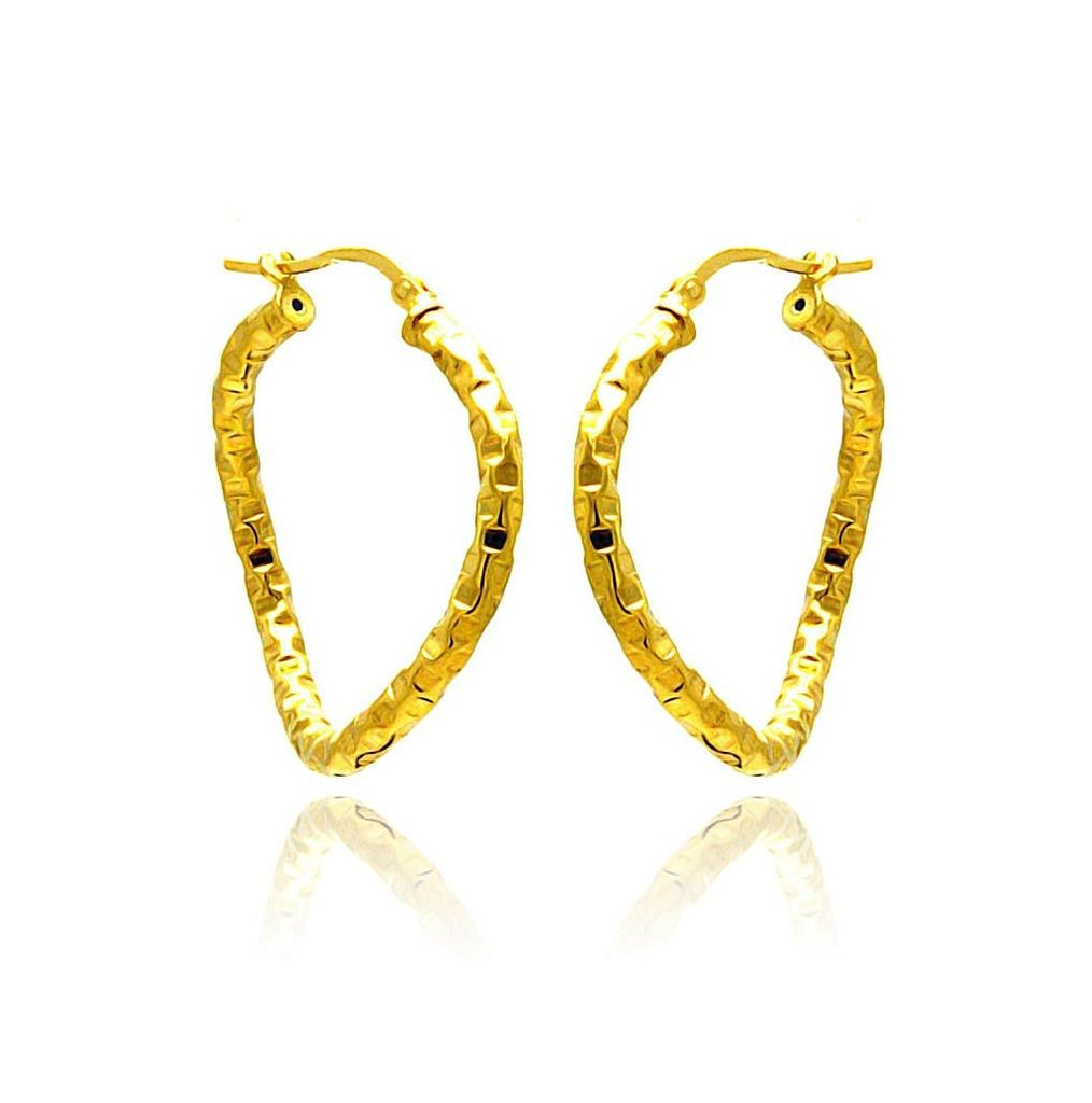 .925 Sterling Silver Gold Plated Open Heart Hoop Earring