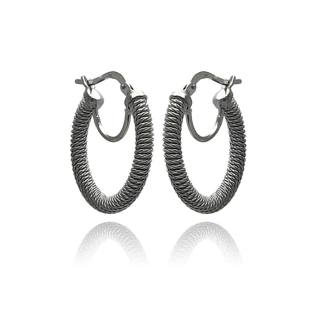 .925 Sterling Silver Rhodium Plated Italian Hoop Earring