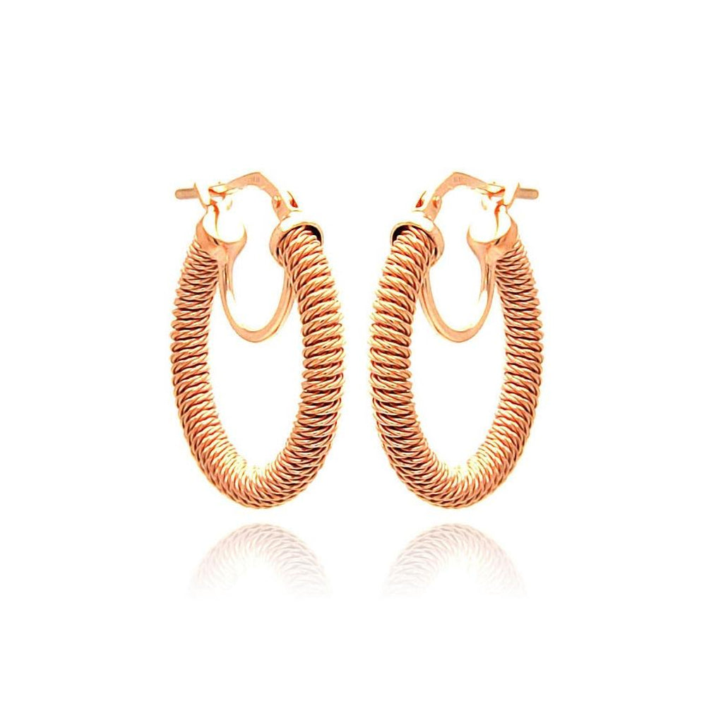 .925 Sterling Silver Rose Gold Plated Italian Hoop Earring