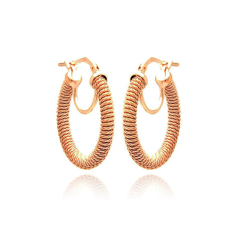 .925 Sterling Silver Rose Gold Plated Italian Hoop Earring