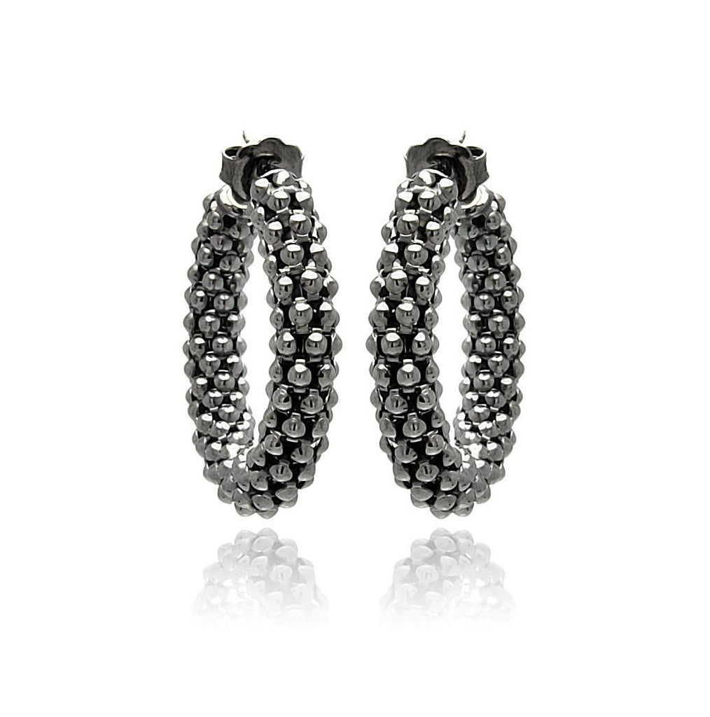 .925 Sterling Silver Black Rhodium Plated Italian Hoop Earring